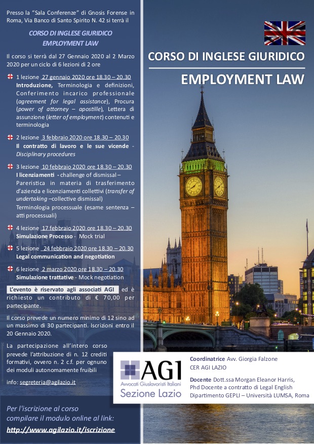 Corso di Inglese Giuridico – Employment Law
